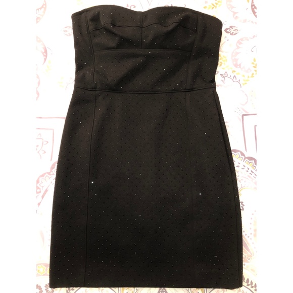 DKNY Black Strapless Cocktail Party Club Dance Mini Dress, Crystal Detail Size 8 - Picture 3 of 16